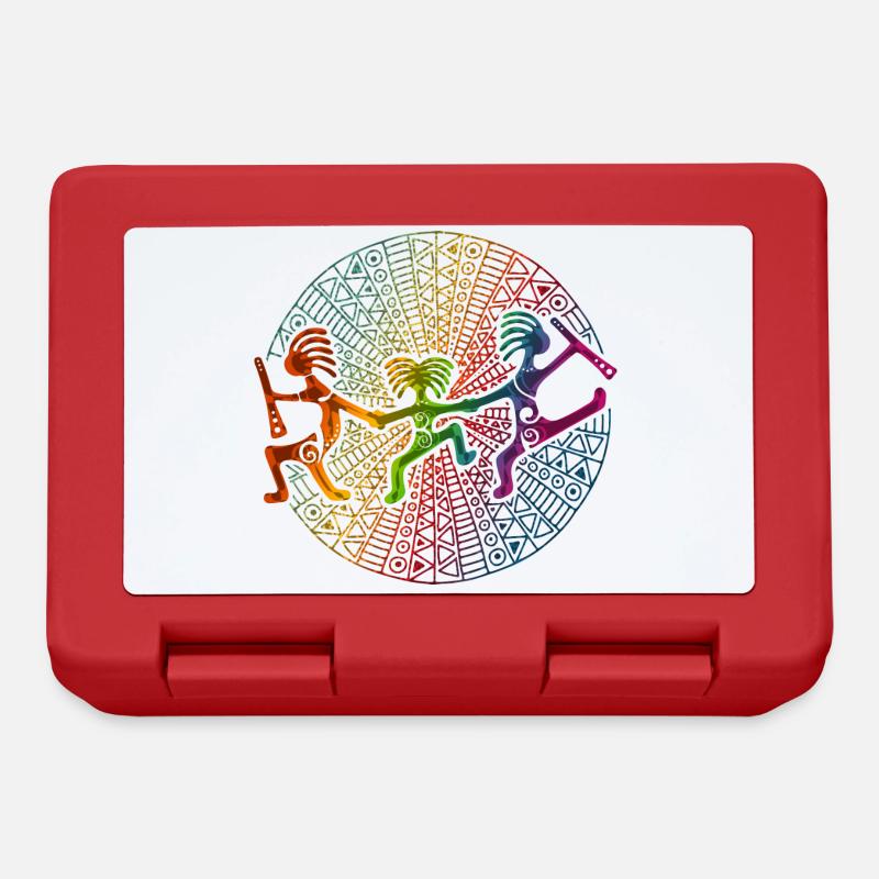 Kokopelli Family Has Fun - Mandala 1 - Boîte à goûter - rouge