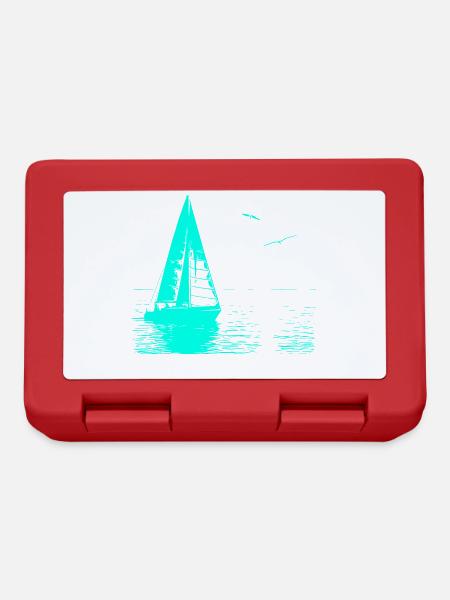 Feierabend Segelboot und 2 Möwen - Brotdose - Rot