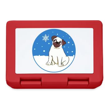 Mops im Schnee - Brotdose - Rot - Vorne