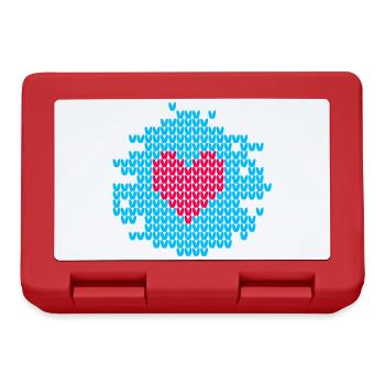 Heart Knit Pattern Christmas ugly christmas Xmas - Lunchbox - red - Front