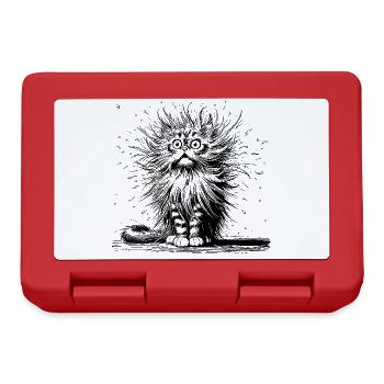 Katze erstaunt, Comic - Brotdose - Rot - Vorne