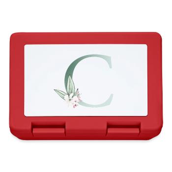 C Monogramm, Floral, personalisierbar - Brotdose - Rot - Vorne