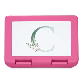 C Monogramme, Floral, Personnalisable - Boîte à goûter - rose - Devant