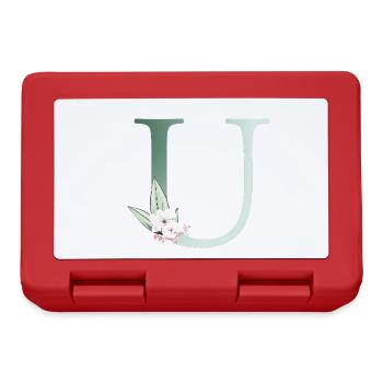 U Monogramm, Floral, personalisierbar - Brotdose - Rot - Vorne