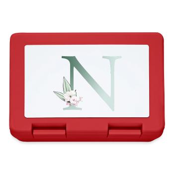 N Monogram, Floral, Personalizable - Lunchbox - red - Front