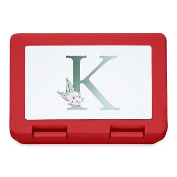 K Monogramm, Floral, personalisierbar - Brotdose - Rot - Vorne