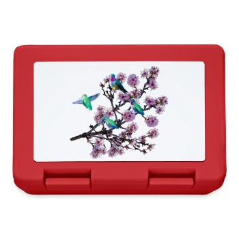 Hummingbird in different perspectives, almond blossoms - Lunchbox - red - Front