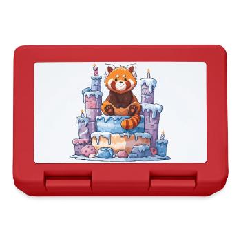 Panda rouge sur gâteau glacé - Boîte à goûter - rouge - Devant