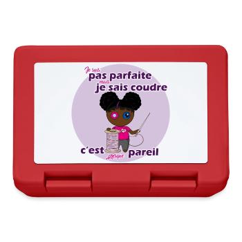 Je suis pas parfaite mais je sais coudre - Boîte à goûter - rouge - Devant