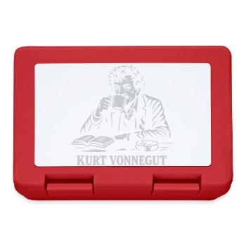 Kurt Vonnegut drinking coffee - Lunchbox - red - Front