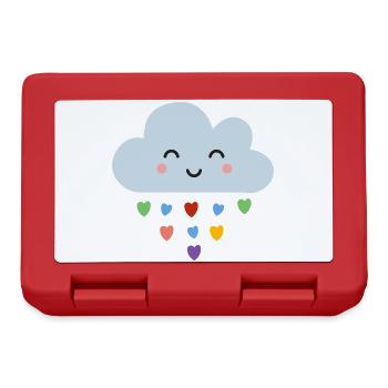 Cute Cloud Rainbow Hearts Kawaii Happy Mood Design - Lunchbox - red - Front