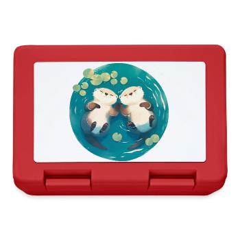 Otter Cute Valentine's Day Anniversary Wedding Anniversary Couple - Lunchbox - red - Front