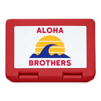 Frères Aloha (soleil avec lignes, vagues) - Boîte à goûter - rouge - Devant