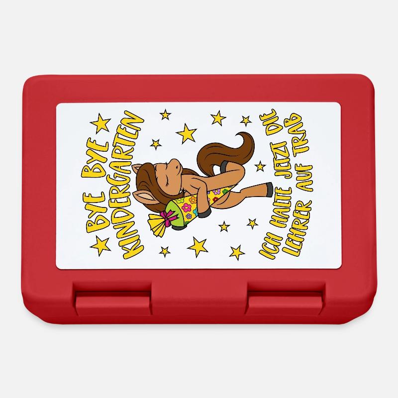 Pferd Pony Bye Bye Kindergarten Einschulung Schule - Brotdose - Rot