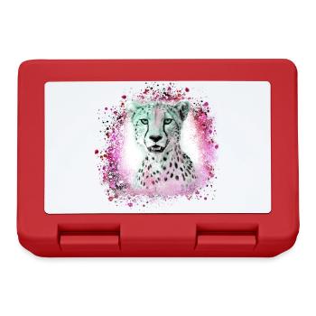 leopard, cat, wildcat, graffiti, painting, pink - Lunchbox - red - Front