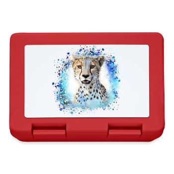 leopard, cat, wildcat, graffiti, painting,blue - Lunchbox - red - Front