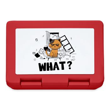 What? Autin Naughty Cat - Funny Cat Humor - Lunchbox - red - Front