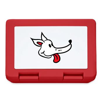 Visage de chien Drôle Mignon Langue Sortant Tête - Boîte à goûter - rouge - Devant