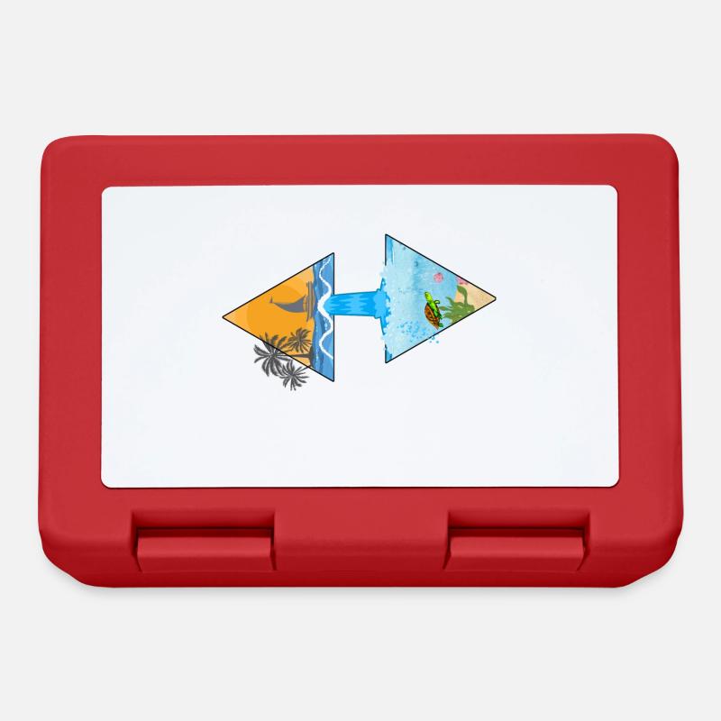 Summer motif with waterfall and palm tree in triangles - Lunchbox - red