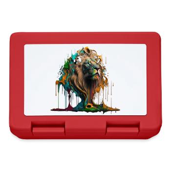 Rainbow Lion | Rainbow Lion | AI generated Art - Lunchbox - red - Front
