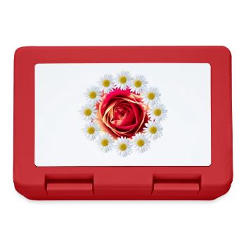 Fleur de rose avec marguerites fleur Rose florale - Boîte à goûter - rouge - Devant