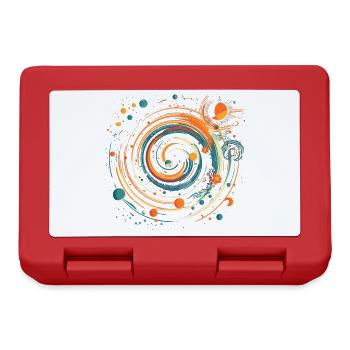 Retro Space Planet Swirl in Orange and Turquoise - Lunchbox - red - Front