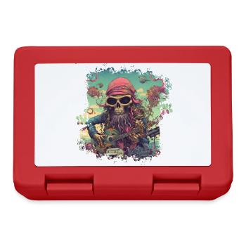 Psychedelisches Hippie Skelett mit Gitarre - Brotdose - Rot - Vorne