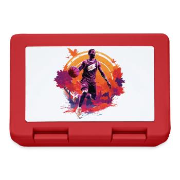 Basketball player against the background of the setting sun, in autumn - Lunchbox - red - Front