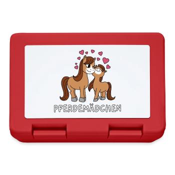 Cheval Fille Mignon Bande Dessinée Cheval Fille Coeurs - Boîte à goûter - rouge - Devant