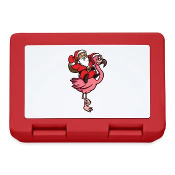 Flamingo Weihnachtsmann Comic Santa Claus XMAS - Brotdose - Rot - Vorne