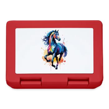Pferd Motiv Pferdemotiv Aquarell Wasserfarben - Brotdose - Rot - Vorne
