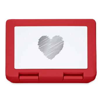 Silbernes Kritzelherz – Romantik Minimal Style - Brotdose - Rot - Vorne