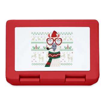 Lama Alpaka Ugly Christmas Lustige Sprüche - Brotdose - Rot - Vorne