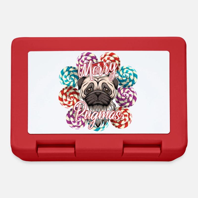 Weihnachten mit Mops Lustige Sprüche - Brotdose - Rot