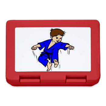 Blue suit Karate child or judo child with black belt - Lunchbox - red - Front