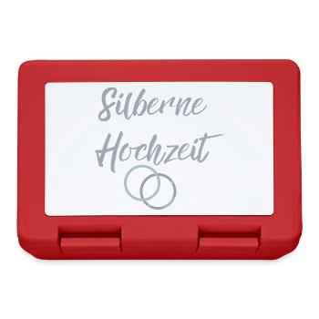 Silberne Hochzeit Eheringe silber 25 Hochzeitstag - Brotdose - Rot - Vorne