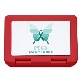 Butterfly Ptsd Awareness Teal Ribbon - Lunchbox - red - Front