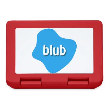Text "blub" auf blauem Fleck, Klecks - Brotdose - Rot - Vorne