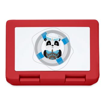 niedlicher Panda als Seemann im Marine Look - Brotdose - Rot - Vorne
