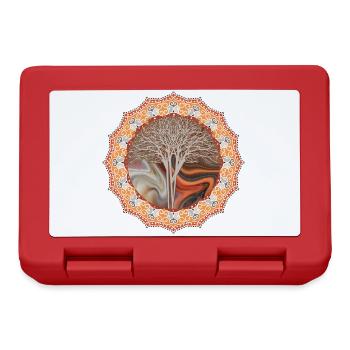 Mandala Baum Geschenkidee - Brotdose - Rot - Vorne