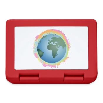 planète Terre colorée avec des continents verts - Boîte à goûter - rouge - Devant