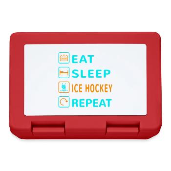 Essen. Schlafen. Eishockey. Wiederholen Design - Brotdose - Rot - Vorne