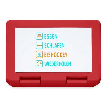 Essen. Schlafen. Eishockey. Wiederholen Design - Brotdose - Rot - Vorne