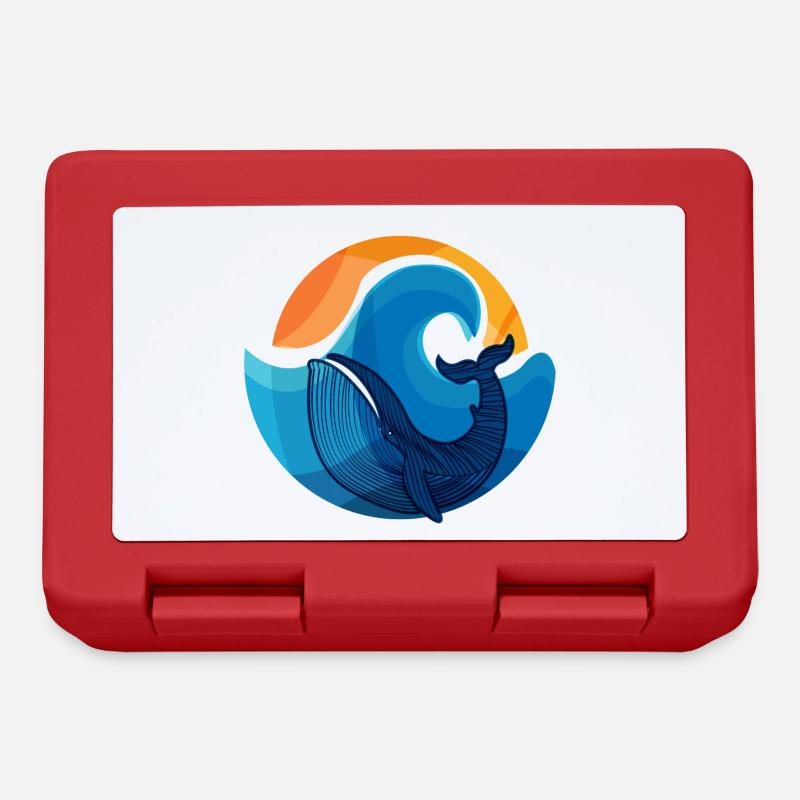 Vagues et Illustration de requin baleine - Boîte à goûter - rouge