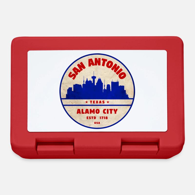 Insigne rétro de la Skyline de San Antonio - Boîte à goûter - rouge