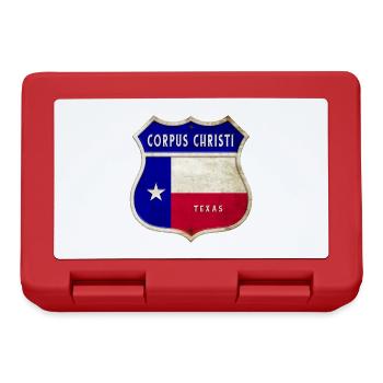 Design du drapeau des armoiries du Texas de Corpus - Boîte à goûter - rouge - Devant