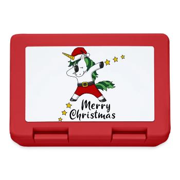 Merry Christmas Unicorn Christmas Gift - Lunchbox - red - Front