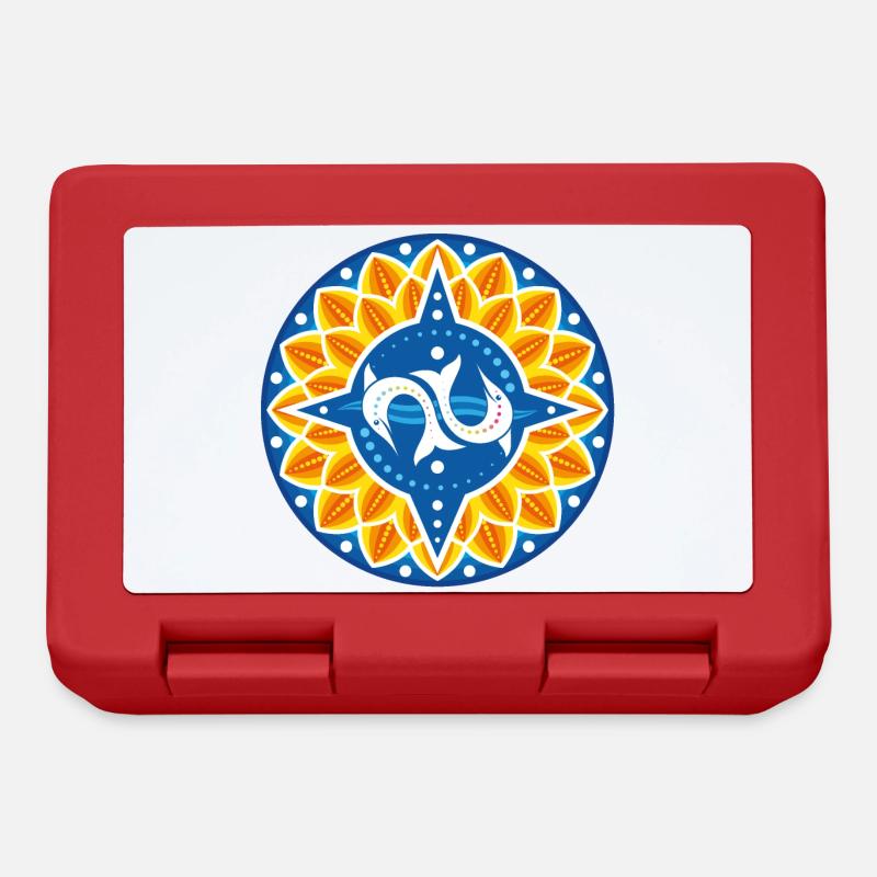 Wind rose dolphins petals waves - Lunchbox - red