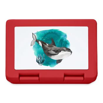 Orca Aquarell – Tiefer Ozean Kunstdruck - Brotdose - Rot - Vorne