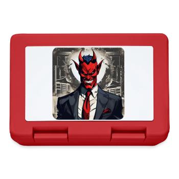 Evil grinning devil with tie and suit - Lunchbox - red - Front